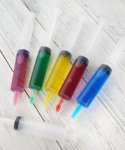 HIER_5460 24 Pack - 1.5oz Cocktail Party Plastic Disposable Jello Shot Syringes, Syringe Shooters With Pump For Adult Beverages