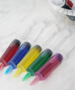 HIER_5460 24 Pack - 1.5oz Cocktail Party Plastic Disposable Jello Shot Syringes, Syringe Shooters With Pump For Adult Beverages