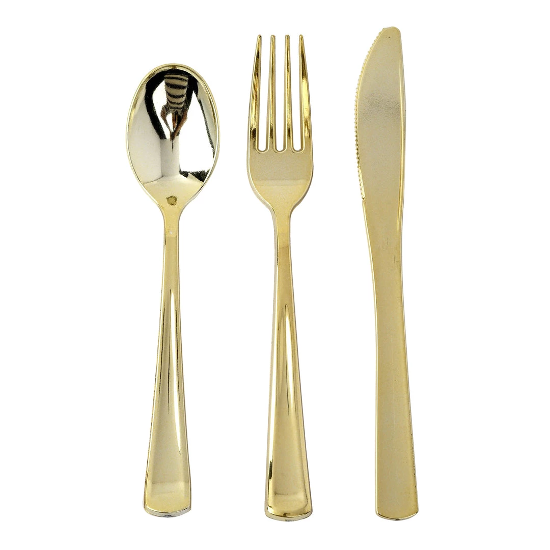 HIER_5460 25 Pack - 7" Metallic Gold Heavy Duty Plastic Spoon, Plastic Utensils 2 HIER_5460 25 Pack - 7" Metallic Gold Heavy Duty Plastic Spoon, Plastic Utensils