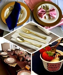 HIER_5460 25 Pack - 7" Metallic Gold Heavy Duty Plastic Spoon, Plastic Utensils 10 HIER_5460 25 Pack - 7