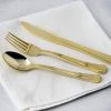 HIER_5460 24 Pack Metallic Gold Heavy Duty Plastic Silverware Set, Disposable Cutlery Utensil Set - 7" & 8" Disposable Dinnerware