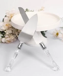 HIER_5320 Stainless Steel Knife & Server Set With Clear Acrylic Handle | Free Gift Box Chargers & Centerpieces