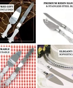 HIER_5320 Stainless Steel Knife & Server Set With Clear Acrylic Handle | Free Gift Box Chargers & Centerpieces