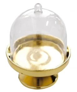 HIER_5320 Disposable Dinnerware 12 Pack | 3" Gold Mini Pedestal Cupcake Stand, Favors/Candy Display Plate With Clear Dome Lid 29 HIER_5320 Disposable Dinnerware 12 Pack | 3
