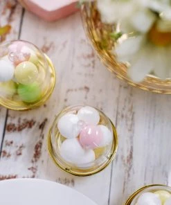 HIER_5320 Disposable Dinnerware 12 Pack | 3" Gold Mini Pedestal Cupcake Stand, Favors/Candy Display Plate With Clear Dome Lid 26 HIER_5320 Disposable Dinnerware 12 Pack | 3