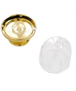HIER_5320 Disposable Dinnerware 12 Pack | 3" Gold Mini Pedestal Cupcake Stand, Favors/Candy Display Plate With Clear Dome Lid 30 HIER_5320 Disposable Dinnerware 12 Pack | 3