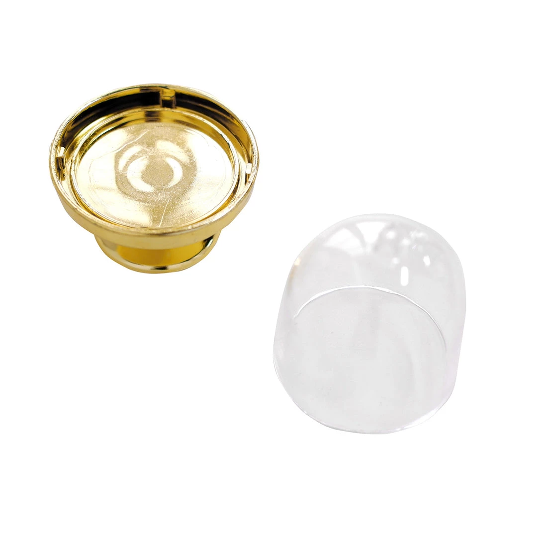 HIER_5320 Disposable Dinnerware 12 Pack | 3" Gold Mini Pedestal Cupcake Stand, Favors/Candy Display Plate With Clear Dome Lid 15 HIER_5320 Disposable Dinnerware 12 Pack | 3" Gold Mini Pedestal Cupcake Stand, Favors/Candy Display Plate With Clear Dome Lid