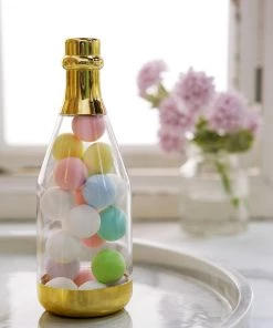 HIER_5320 12 Pack | Mini Champagne Bottle Party Favor Candy Treat Gift Container - Metallic Gold 6"