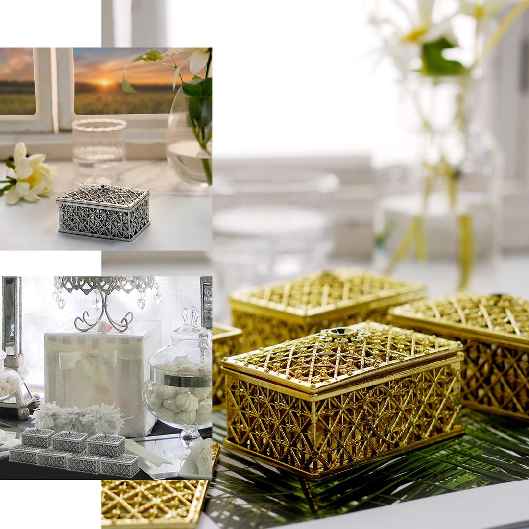 HIER_5320 Chargers & Centerpieces 12 Pack | Gold Vintage Rectangular Party Favor Candy Boxes Treat Gift Container - 3" 5 HIER_5320 Chargers & Centerpieces 12 Pack | Gold Vintage Rectangular Party Favor Candy Boxes Treat Gift Container - 3"