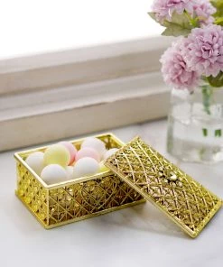 HIER_5320 Chargers & Centerpieces 12 Pack | Gold Vintage Rectangular Party Favor Candy Boxes Treat Gift Container - 3" 20 HIER_5320 Chargers & Centerpieces 12 Pack | Gold Vintage Rectangular Party Favor Candy Boxes Treat Gift Container - 3