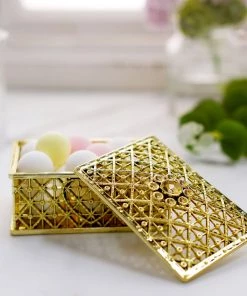 HIER_5320 Chargers & Centerpieces 12 Pack | Gold Vintage Rectangular Party Favor Candy Boxes Treat Gift Container - 3" 21 HIER_5320 Chargers & Centerpieces 12 Pack | Gold Vintage Rectangular Party Favor Candy Boxes Treat Gift Container - 3