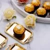 HIER_5320 Disposable Dinnerware 12 Pack | Gold Rectangular Mini Party Favor Candy Tray Treat Gift Display Serving Plate - 4"