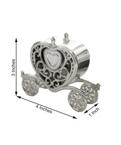 HIER_5320 12 Pack | 4" Silver Heart Carriage Party Favor Gift Boxes, Candy Treat Containers Tabletop Decor 15 HIER_5320 12 Pack | 4