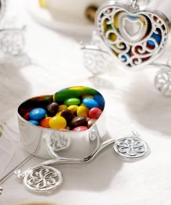 HIER_5320 12 Pack | 4" Silver Heart Carriage Party Favor Gift Boxes, Candy Treat Containers Tabletop Decor 23 HIER_5320 12 Pack | 4