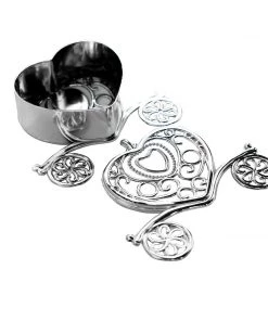 HIER_5320 12 Pack | 4" Silver Heart Carriage Party Favor Gift Boxes, Candy Treat Containers Tabletop Decor 24 HIER_5320 12 Pack | 4