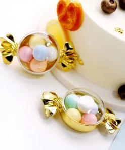 HIER_5320 12 Pack | Gold Candy Shaped Party Favor Gift Boxes, Candy Treat Containers - 3.5"