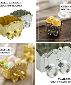HIER_5320 Disposable Dinnerware 12 Pack | Gold Chariot Party Favor Gift Boxes, Candy Treat Containers - 2.5