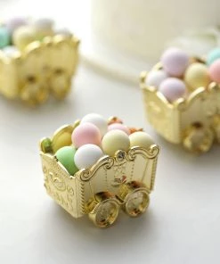 HIER_5320 Disposable Dinnerware 12 Pack | Gold Chariot Party Favor Gift Boxes, Candy Treat Containers - 2.5"x2"