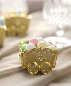 HIER_5320 Disposable Dinnerware 12 Pack | Gold Chariot Party Favor Gift Boxes, Candy Treat Containers - 2.5