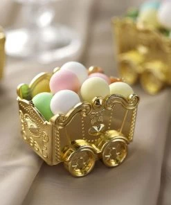 HIER_5320 Disposable Dinnerware 12 Pack | Gold Chariot Party Favor Gift Boxes, Candy Treat Containers - 2.5"x2"