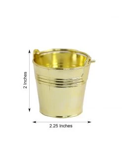 HIER_5320 12 Pack | Gold Pail Bucket Party Favor Candy Gift Boxes | Mini Planter - 2