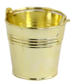 HIER_5320 12 Pack | Gold Pail Bucket Party Favor Candy Gift Boxes | Mini Planter - 2