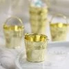 HIER_5320 12 Pack | Gold Pail Bucket Party Favor Candy Gift Boxes | Mini Planter - 2" Disposable Dinnerware
