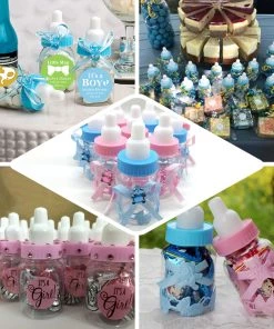 HIER_5320 12 Pack | 3.5" Blue Baby Bottle Party Favor Gift Candy Containers, Baby Shower Treat Boxes 17 HIER_5320 12 Pack | 3.5