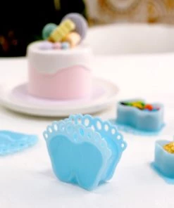 HIER_5320 12 Pack | 3.5" Blue Baby Feet Favor Containers, Baby Shower Favors Theme Décor