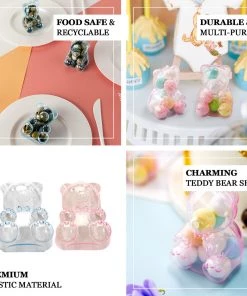 HIER_5320 12 Pack | 3" Pink Teddy Bear Party Favor Gift Candy Containers, Baby Shower Treat Boxes Theme Décor 18 HIER_5320 12 Pack | 3