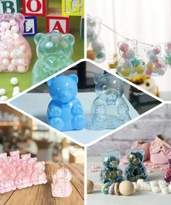 HIER_5320 12 Pack | 3" Pink Teddy Bear Party Favor Gift Candy Containers, Baby Shower Treat Boxes Theme Décor 19 HIER_5320 12 Pack | 3