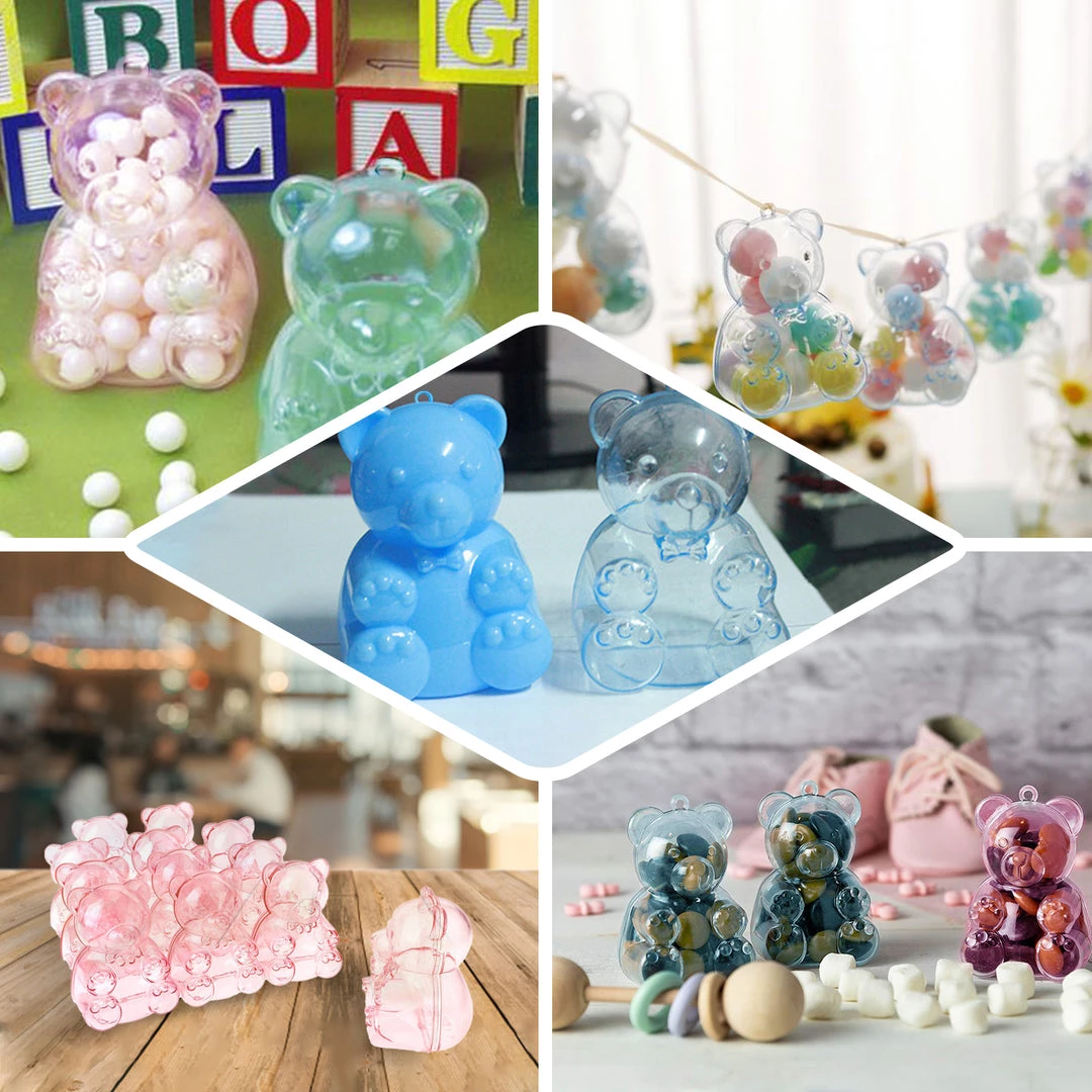 HIER_5320 12 Pack | 3" Pink Teddy Bear Party Favor Gift Candy Containers, Baby Shower Treat Boxes Theme Décor 5 HIER_5320 12 Pack | 3" Pink Teddy Bear Party Favor Gift Candy Containers, Baby Shower Treat Boxes Theme Décor