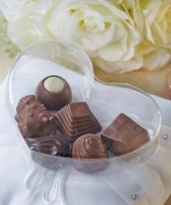 HIER_5310 25 Pack | Clear Heart Party Wedding Favor Candy Gift Boxes Treat Dish - Plastic 5"x4"x1" Tabletop Decor