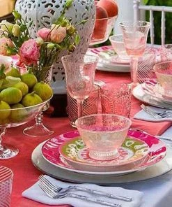 HIER_4700 Set Of 12 | 11" Pink Break Resistant Porcelain Plates | Microwave Safe Dinner Plates Placemat & Chargers