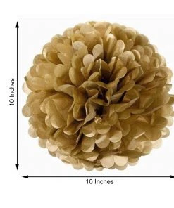 HIER_3300 6 Pack 10" Champagne Paper Tissue Fluffy Pom Pom Flower Balls 9 HIER_3300 6 Pack 10