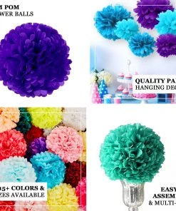 HIER_3300 6 Pack 6" Yellow Paper Tissue Fluffy Pom Pom Flower Balls Tabletop Decor 10 HIER_3300 6 Pack 6