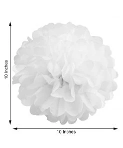 HIER_3300 6 Pack 10" White Paper Tissue Fluffy Pom Pom Flower Balls 9 HIER_3300 6 Pack 10