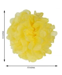 HIER_3300 6 Pack 6" Yellow Paper Tissue Fluffy Pom Pom Flower Balls Tabletop Decor 9 HIER_3300 6 Pack 6