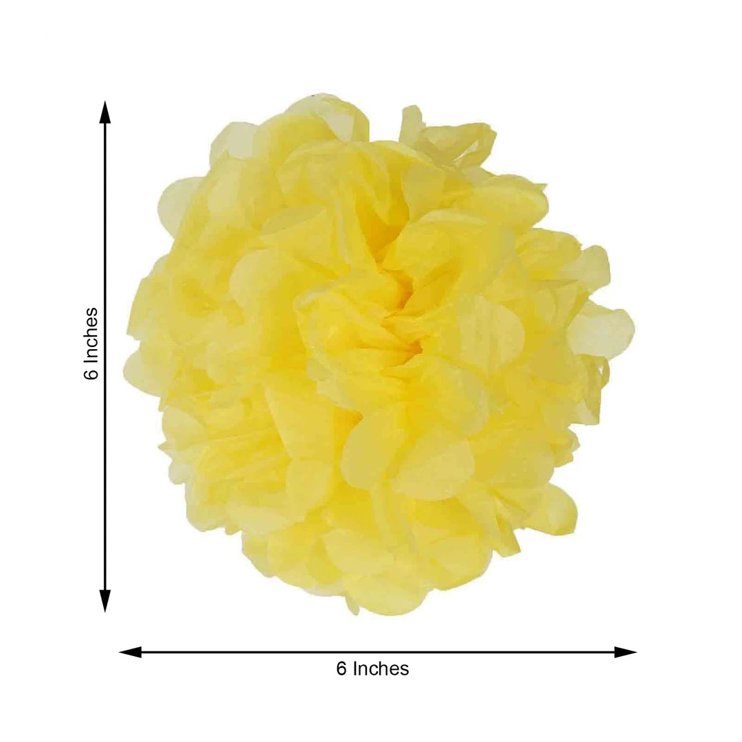 HIER_3300 6 Pack 6" Yellow Paper Tissue Fluffy Pom Pom Flower Balls Tabletop Decor 3 HIER_3300 6 Pack 6" Yellow Paper Tissue Fluffy Pom Pom Flower Balls Tabletop Decor