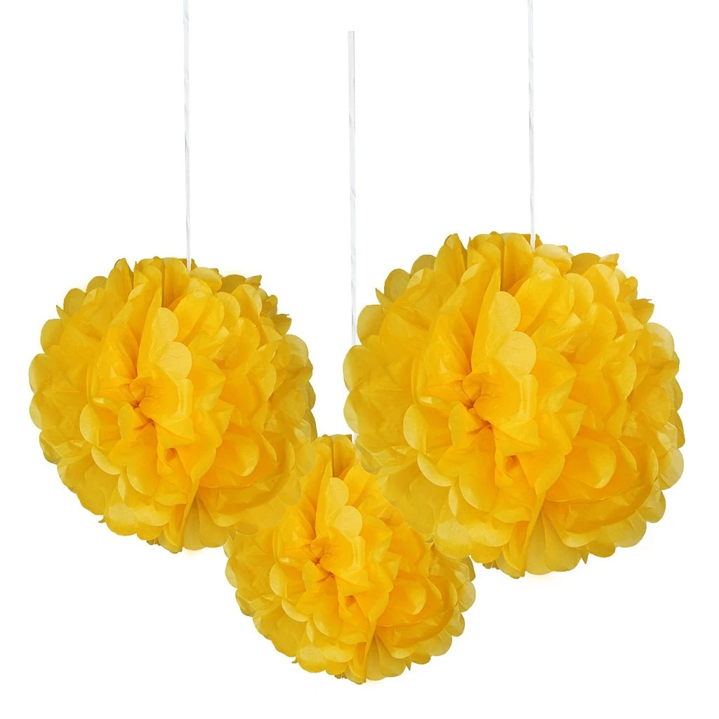 HIER_3300 6 Pack 6" Yellow Paper Tissue Fluffy Pom Pom Flower Balls Tabletop Decor 1 HIER_3300 6 Pack 6" Yellow Paper Tissue Fluffy Pom Pom Flower Balls Tabletop Decor