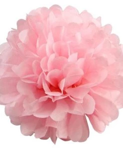 HIER_3300 6 Pack 8" Pink Paper Tissue Fluffy Pom Pom Flower Balls