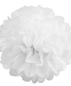 HIER_3300 6 Pack 8" White Paper Tissue Fluffy Pom Pom Flower Balls Artificial Flower & Plants