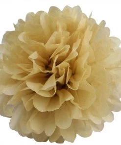 HIER_3300 6 Pack 10" Champagne Paper Tissue Fluffy Pom Pom Flower Balls 13 HIER_3300 6 Pack 10