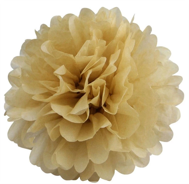 HIER_3300 6 Pack 10" Champagne Paper Tissue Fluffy Pom Pom Flower Balls 7 HIER_3300 6 Pack 10" Champagne Paper Tissue Fluffy Pom Pom Flower Balls