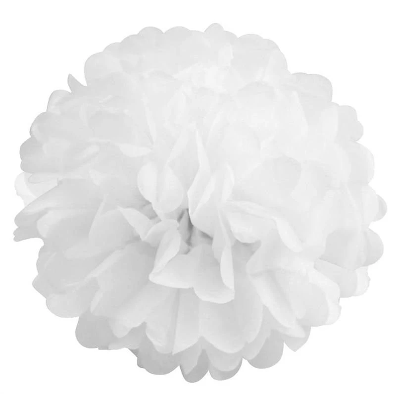 HIER_3300 6 Pack 10" White Paper Tissue Fluffy Pom Pom Flower Balls 7 HIER_3300 6 Pack 10" White Paper Tissue Fluffy Pom Pom Flower Balls