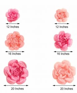 HIER_3400 Chargers & Centerpieces 6 Pack Blush & Pink Giant Paper Flowers Peony Assorted Sizes - 12