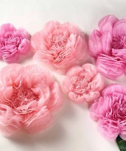 HIER_3400 Chargers & Centerpieces 6 Pack Blush & Pink Giant Paper Flowers Peony Assorted Sizes - 12" | 16" | 20"