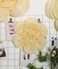 HIER_3400 Chargers & Centerpieces 6 Pack Ivory & Cream Giant Paper Flowers Peony Assorted Sizes - 12