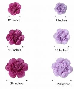 HIER_3400 Chargers & Centerpieces 6 Pack Lavender & Eggplant Giant Paper Flowers Peony Assorted Sizes - 12
