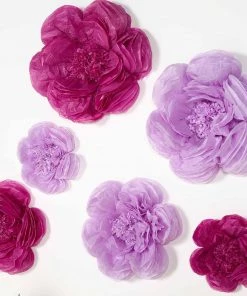 HIER_3400 Chargers & Centerpieces 6 Pack Lavender & Eggplant Giant Paper Flowers Peony Assorted Sizes - 12